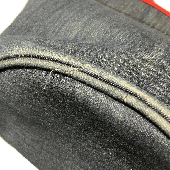 Auth PRADA - Navy Red Denim Leather Tote Bag - Picture 4 of 13